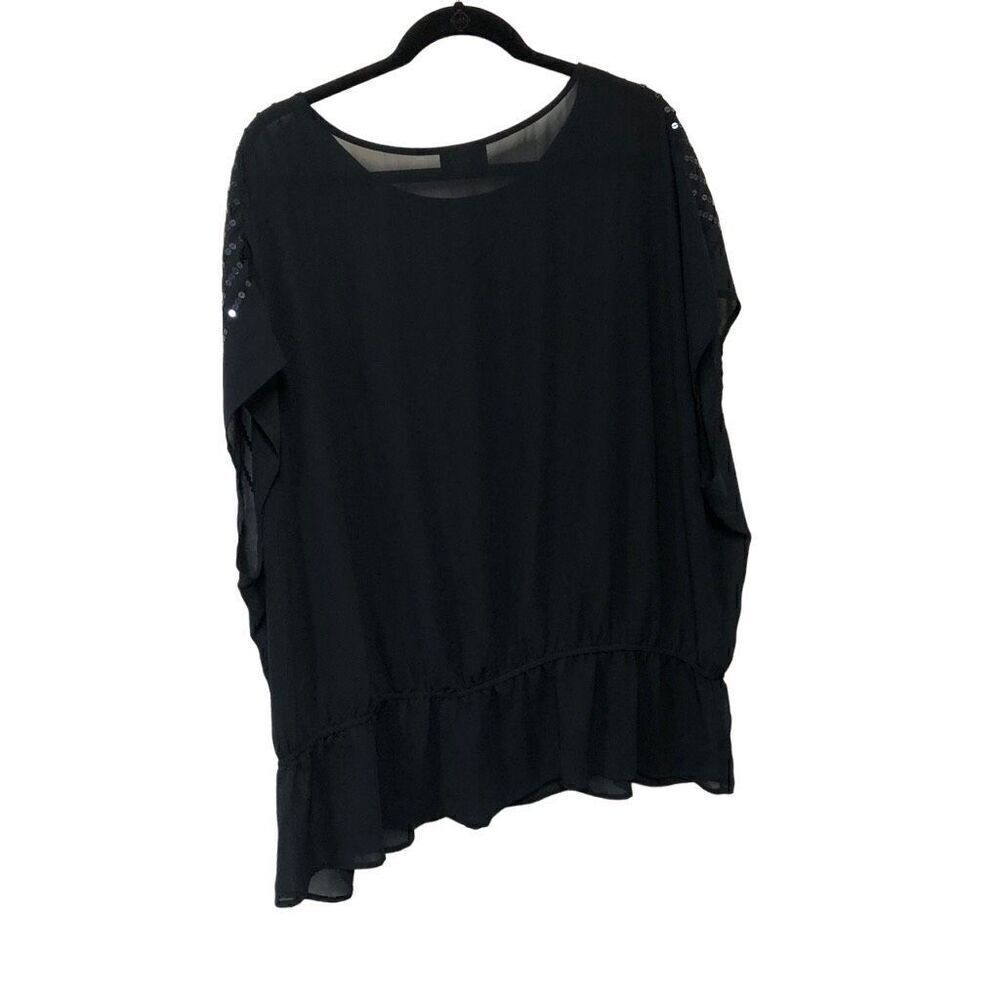 Lane Bryant Sheer Black w/Sequins Blouse Size 26/28